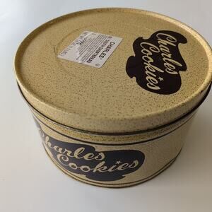 Vintage Charles Chips Brand Metal Cookie Tin Can Home Delivered Snacks EMPTY